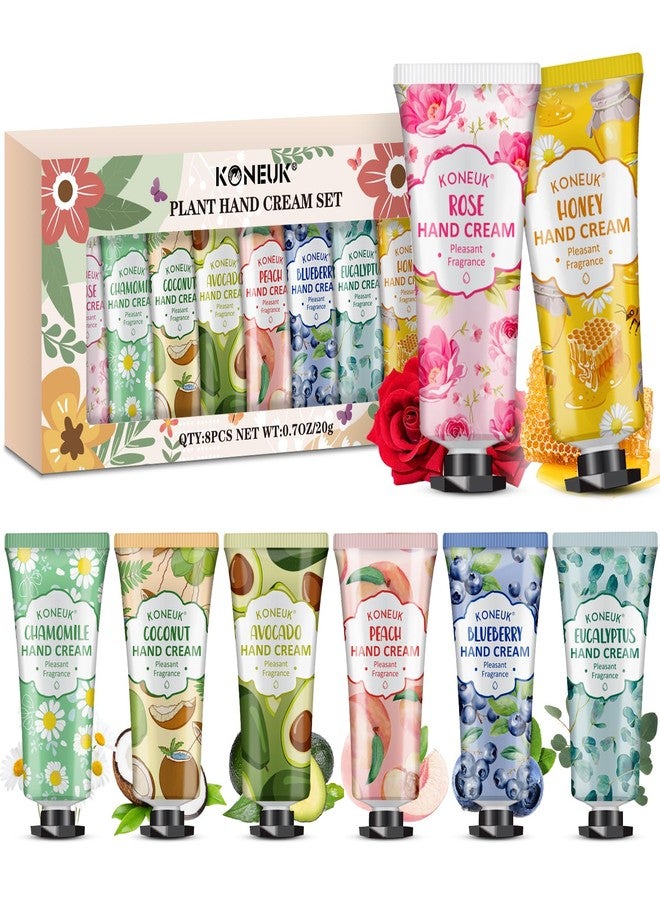 KONEUK 8 Pack Hand Cream Gifts Set for Women, Mini Hand Lotion Travel Size for Dry Cracked Hands, Bulk Hand Cream for Stocking Stuffer, Bridal Shower Favors, Birthday Gifts, Christmas Gifts for Women - Image 1